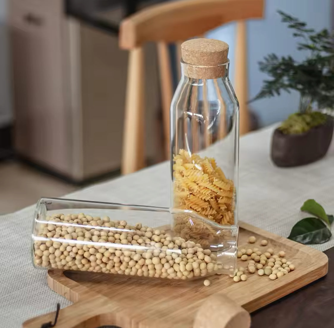 Transparent Glass Nut Storage Jar, Glass Jar Bottle With Wood Cap, Coffee Beans Storage Bottle Transparent Glass Nut Storage Jar, Glass Jar Bottle With Wood Cap, Coffee Beans Storage Bottle